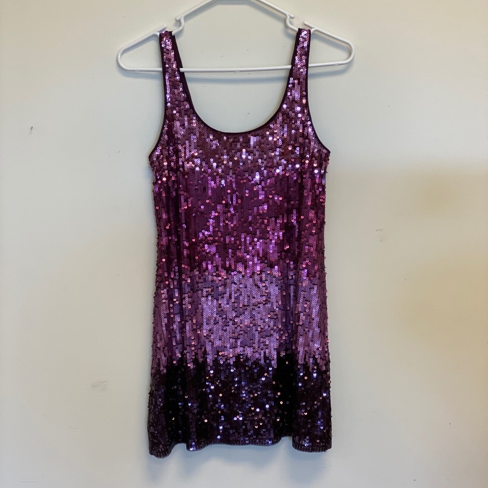 Express purple sequin mini Dress